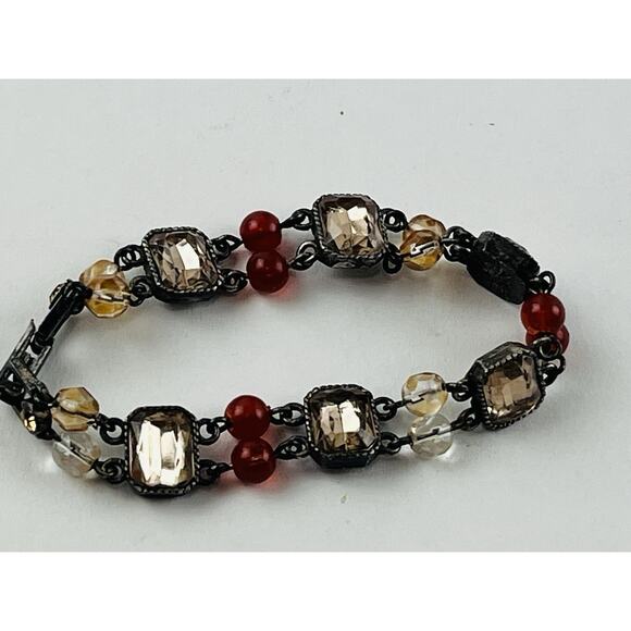 Vintage Avon Bracelet Marked HS Honor Society Bead Jewelry Amber look citrine gr - Picture 2 of 9